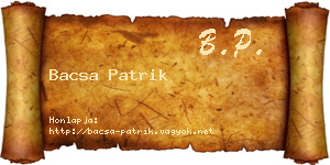 Bacsa Patrik névjegykártya